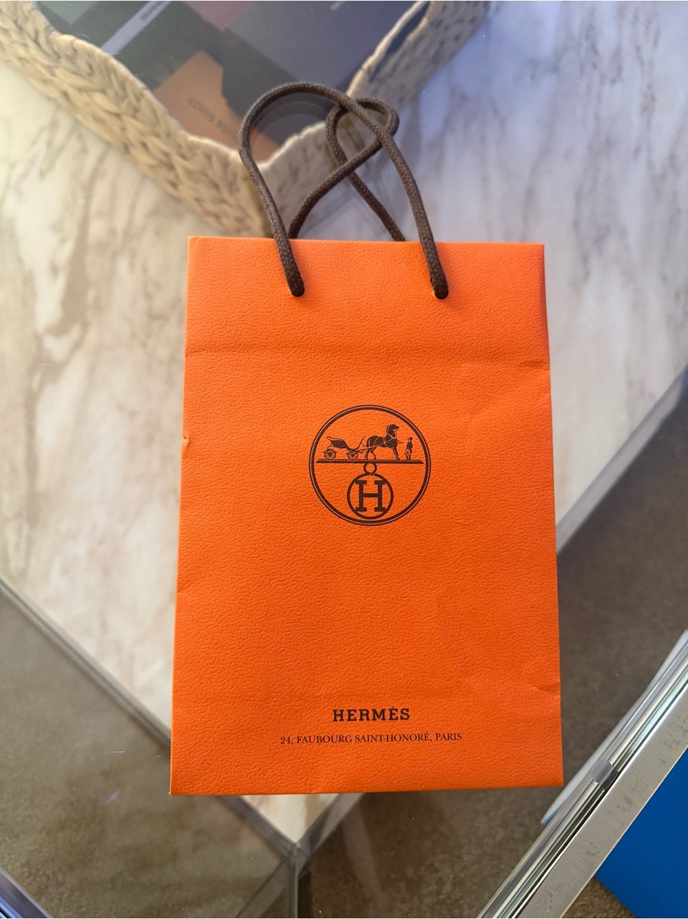 Hermès• Authentic Small Orange Logo Gift Bag
